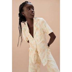 Zara White Tie Dye Print Button Up Shirt Size M